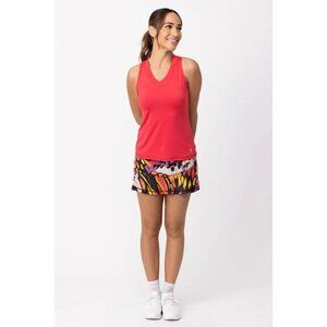 NEW Sofibella UV Racerback V-Neck Tennis Tank Top SMALL Berry Red stretch fitted
